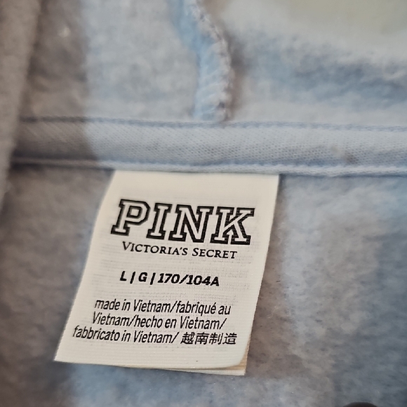 PINK Victoria's Secret Light Blue Hoodie Sweater, Womens Large - Picture 2 of 7
